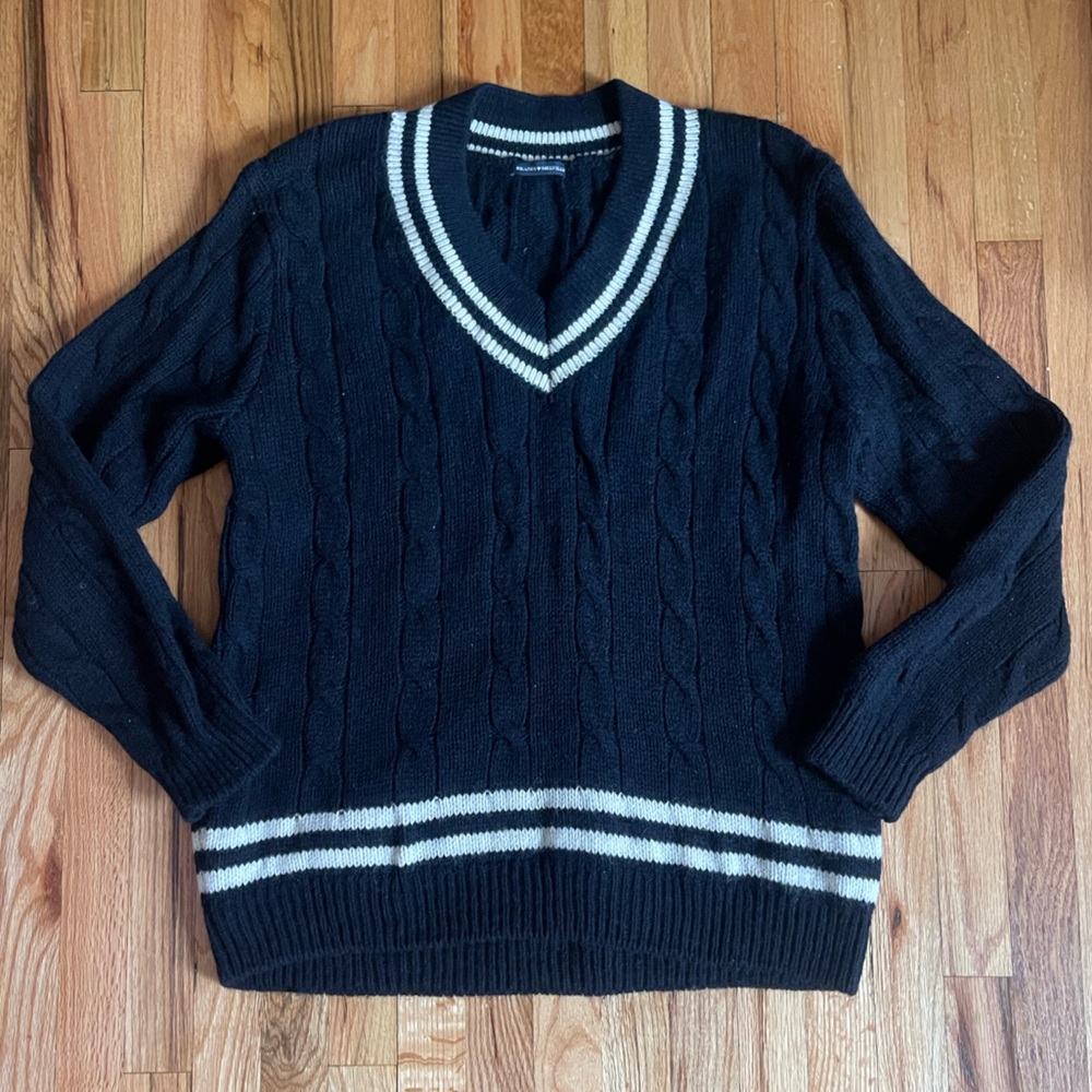 Brandy Melville Nikki Wool Navy Cable Knit Sweater